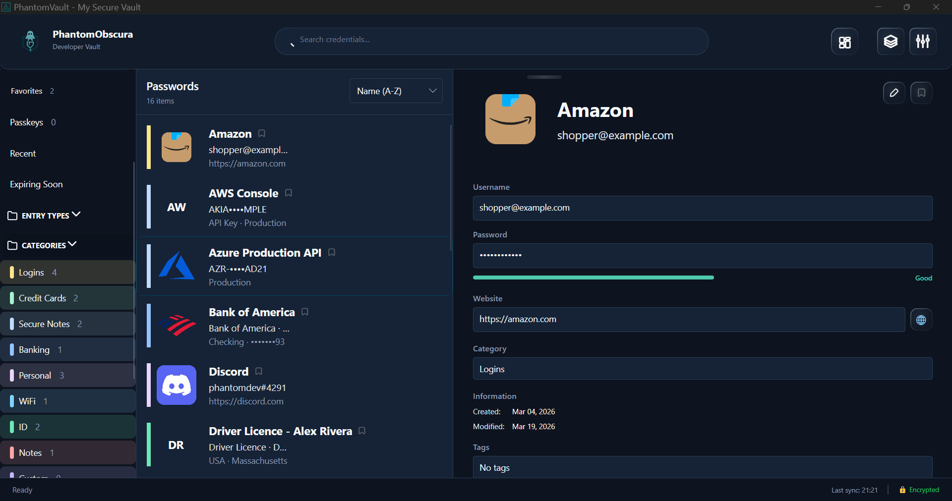 Phantom Obscura — vault detail view screenshot